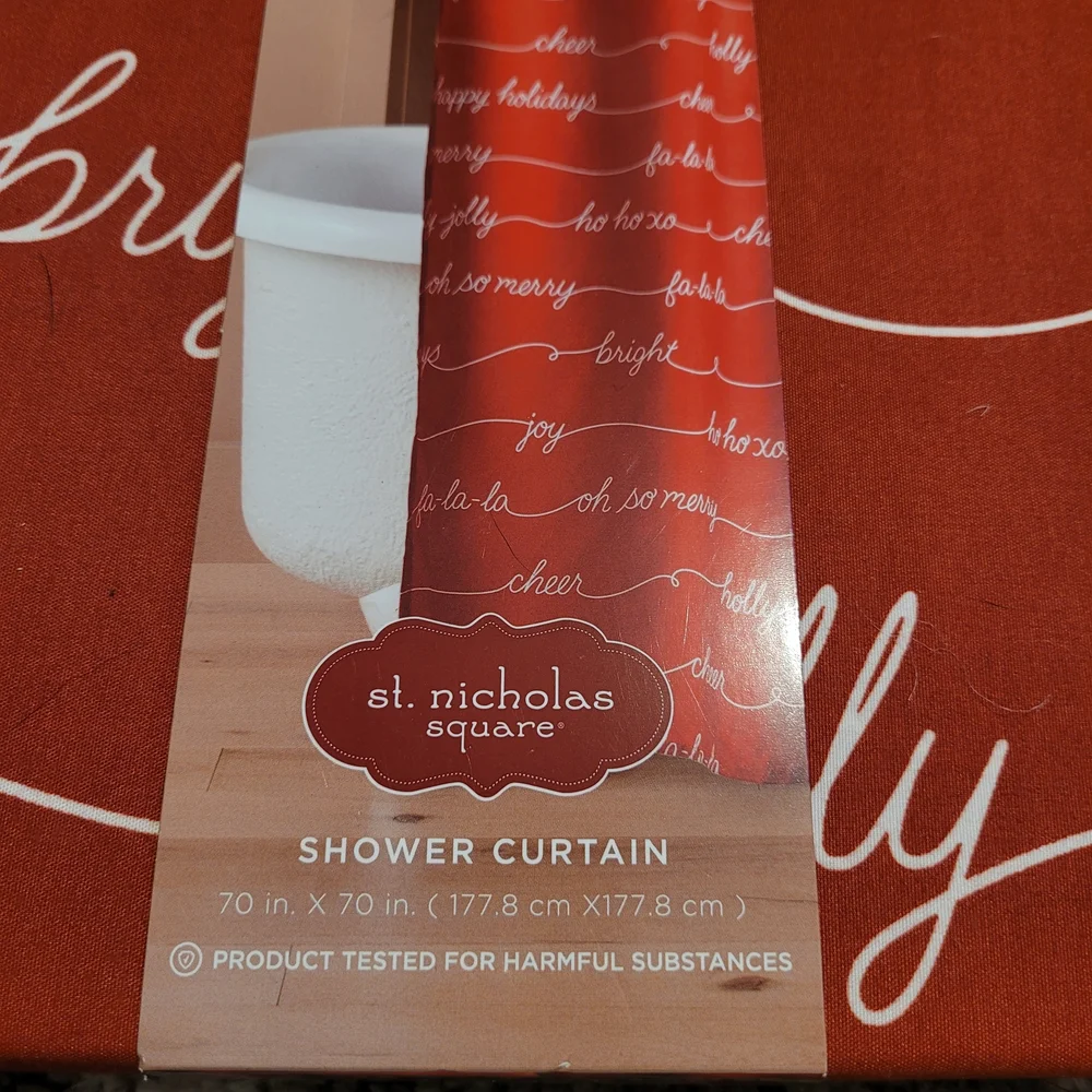 St. Nicholas Square Festive Red and White Shower Curtain